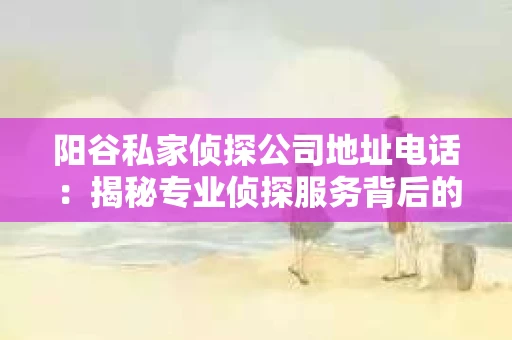 阳谷私家侦探公司地址电话：揭秘专业侦探服务背后的故事